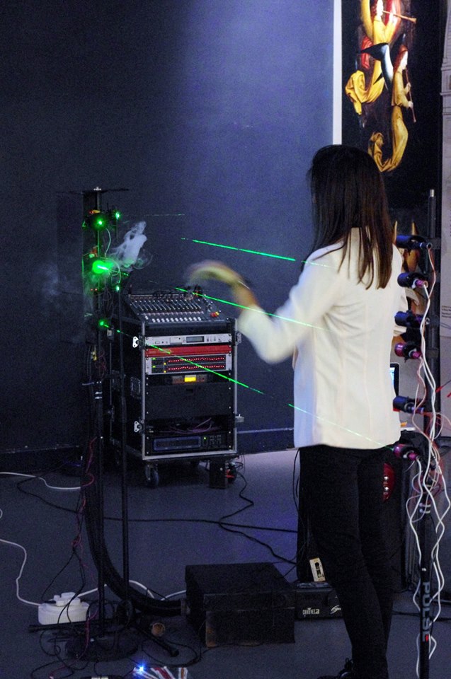 Photo, laser drum kit at the Science Museum