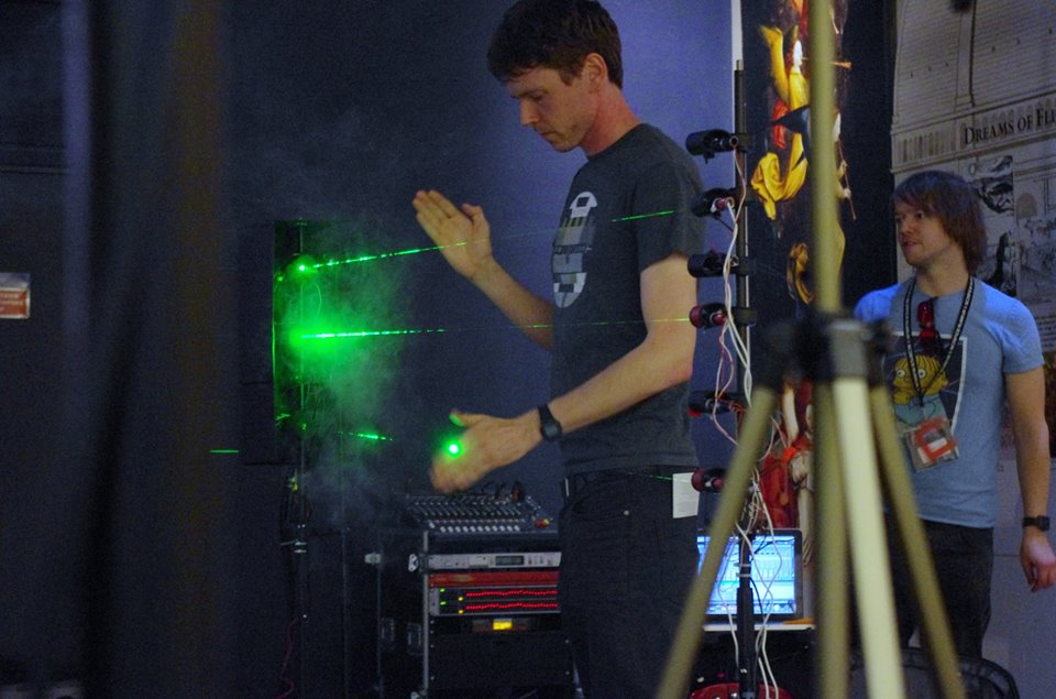 Photo, laser drum kit at the Science Museum